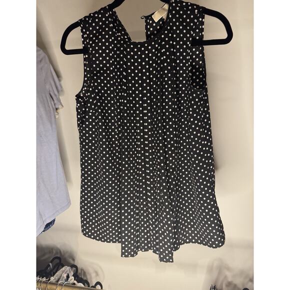 Michael Kors Pleated Tunic Sleeveless Size S Black Polka Dots Dots Keyhole Back - Picture 5 of 5